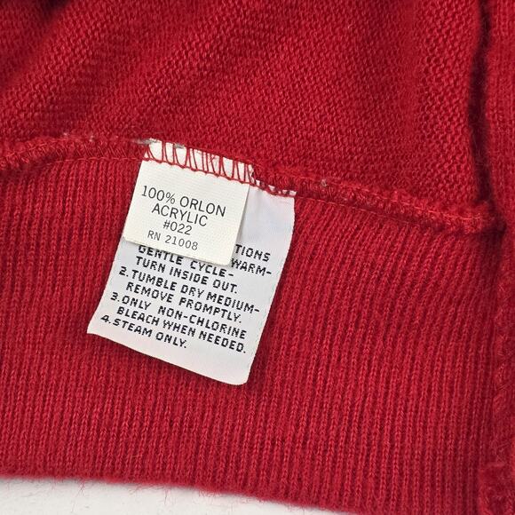 Vintage Izod Lacoste Cardigan Sweater Mens Large Red Orlon Acrylic Croc 80s - Picture 14 of 15